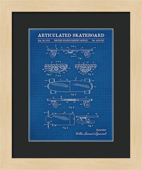 Articulated Skateboard Blueprint Patent Us4076267a