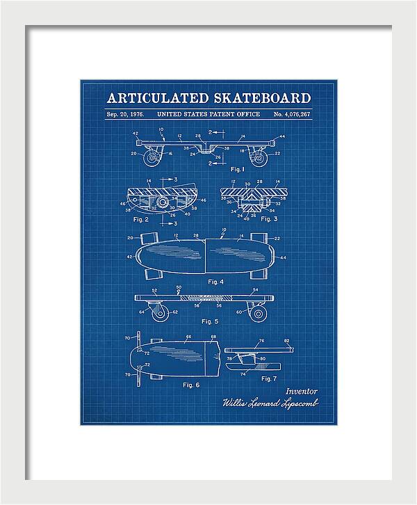 Articulated Skateboard Blueprint Patent Us4076267a
