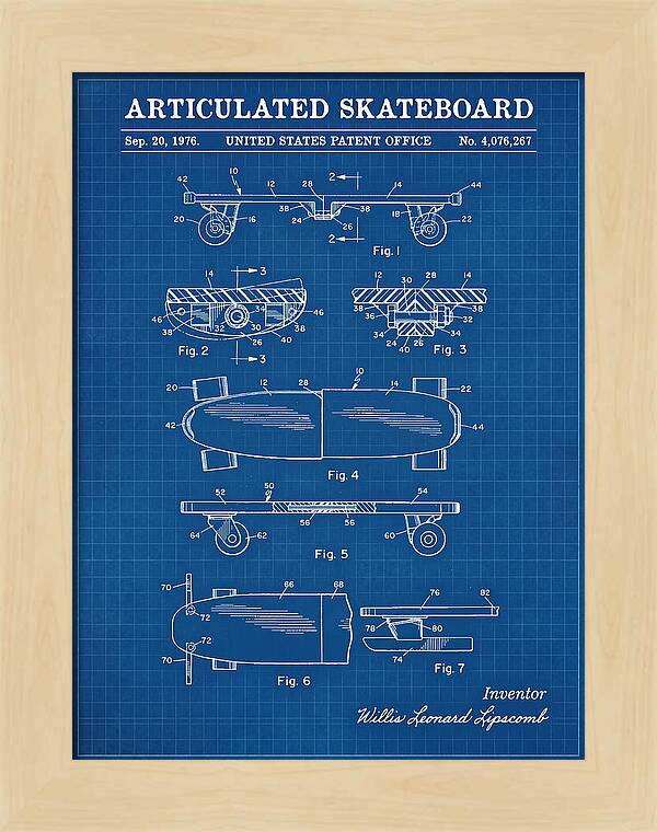 Articulated Skateboard Blueprint Patent Us4076267a