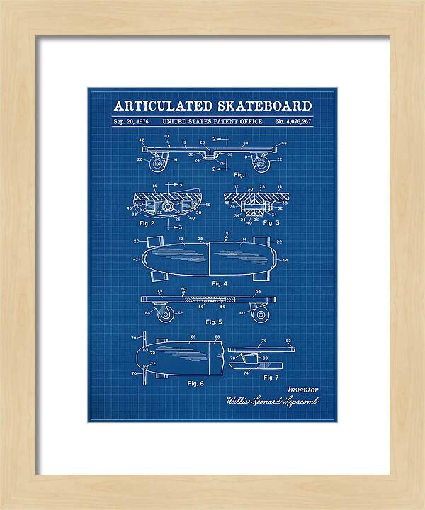 Articulated Skateboard Blueprint Patent Us4076267a