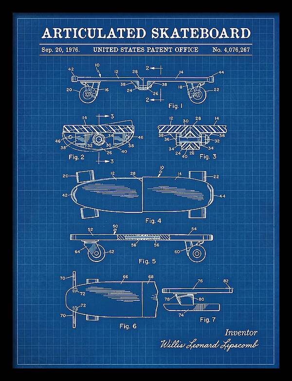Articulated Skateboard Blueprint Patent Us4076267a