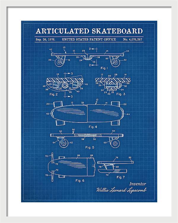 Articulated Skateboard Blueprint Patent Us4076267a