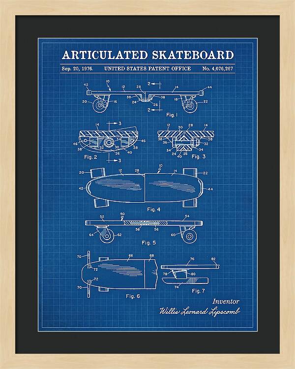 Articulated Skateboard Blueprint Patent Us4076267a