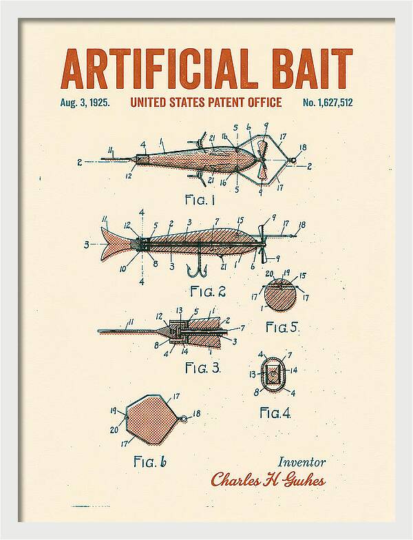 Artificial Bait Retro Patent Us1627512a
