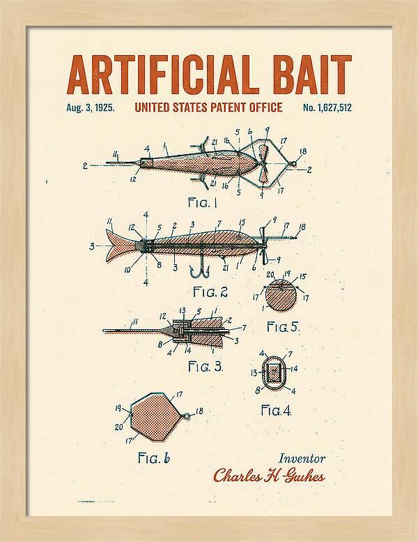 Artificial Bait Retro Patent Us1627512a