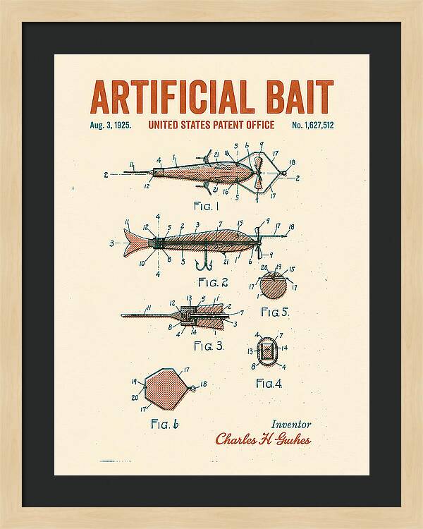 Artificial Bait Retro Patent Us1627512a