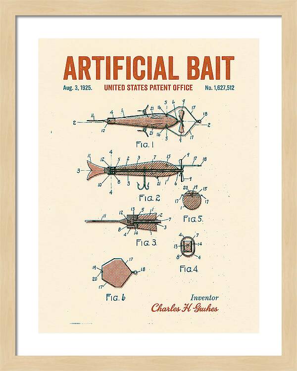 Artificial Bait Retro Patent Us1627512a