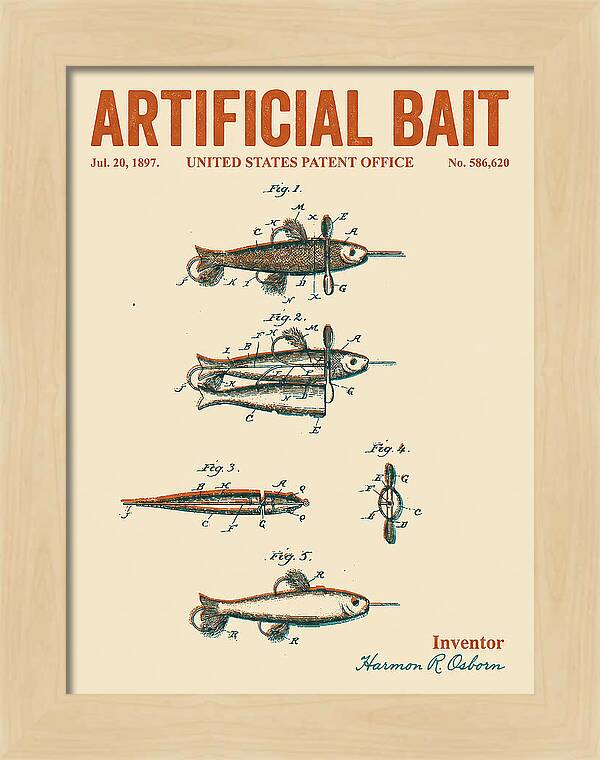 Artificial Bait Retro Patent Us586620a