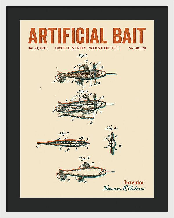 Artificial Bait Retro Patent Us586620a
