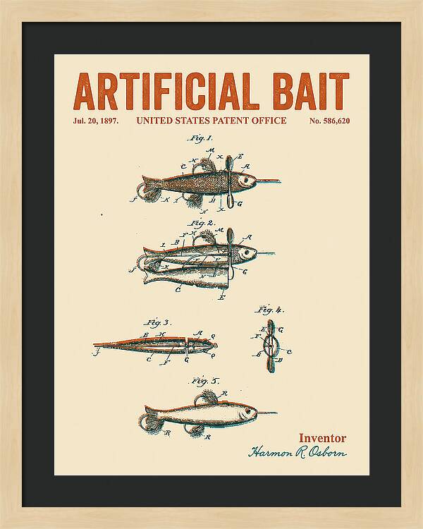 Artificial Bait Retro Patent Us586620a