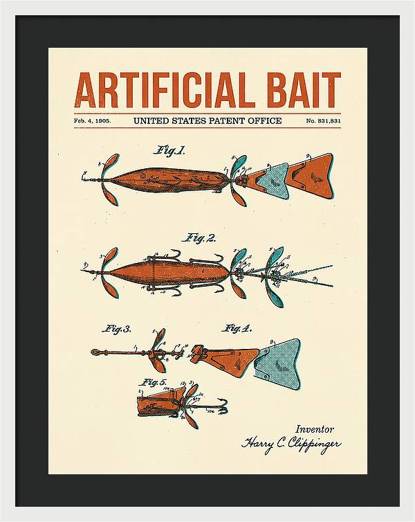 Artificial Bait Retro Patent Us831831a