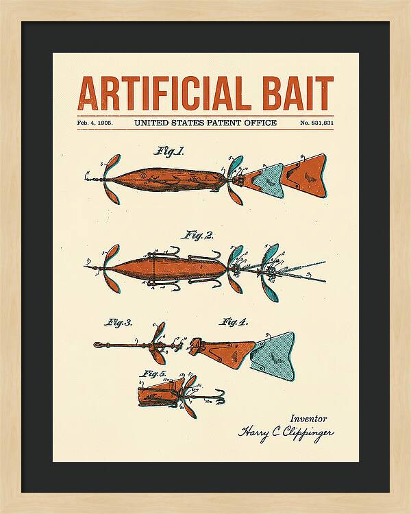 Artificial Bait Retro Patent Us831831a