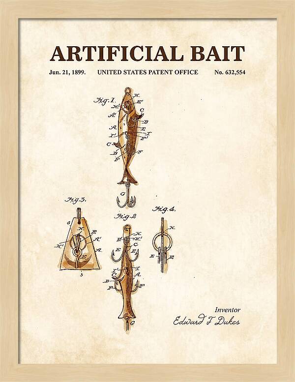Artificial Bait Watercolor Patent Us632554a