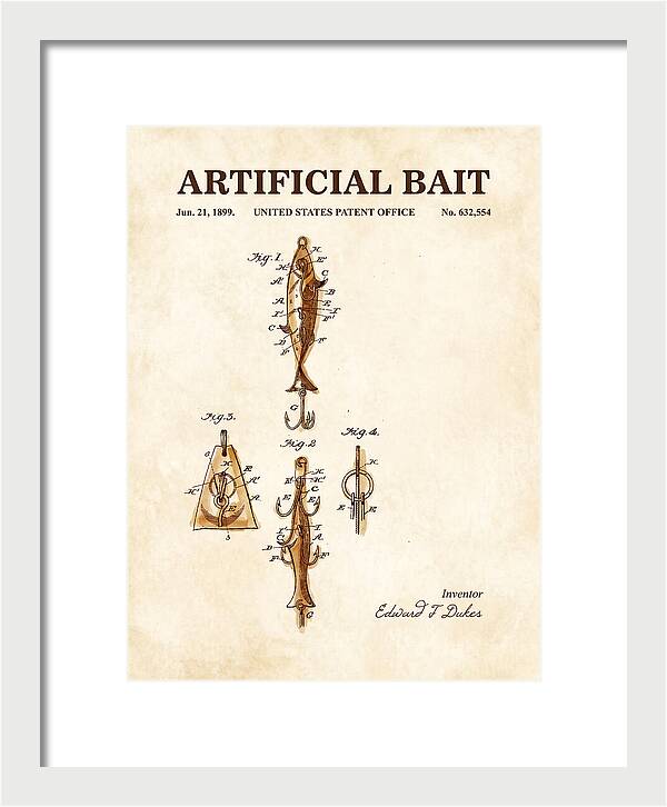 Artificial Bait Watercolor Patent Us632554a