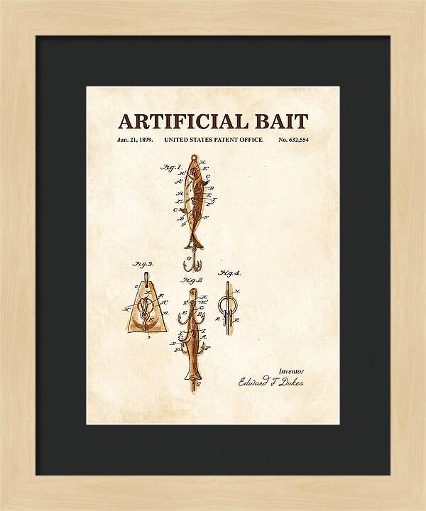 Artificial Bait Watercolor Patent Us632554a