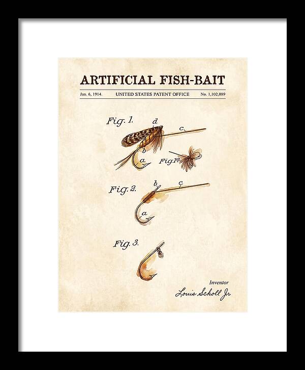 Artificial Fish Bait Watercolor Patent Us1102089a