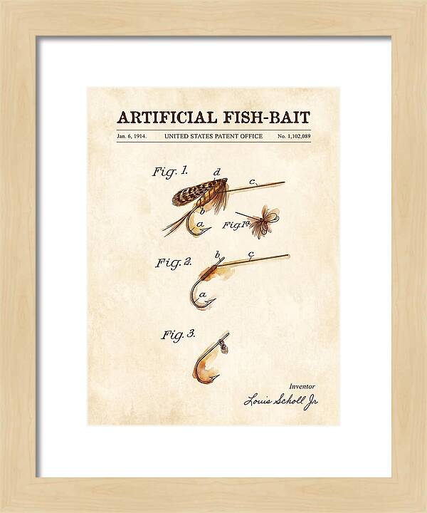 Artificial Fish Bait Watercolor Patent Us1102089a