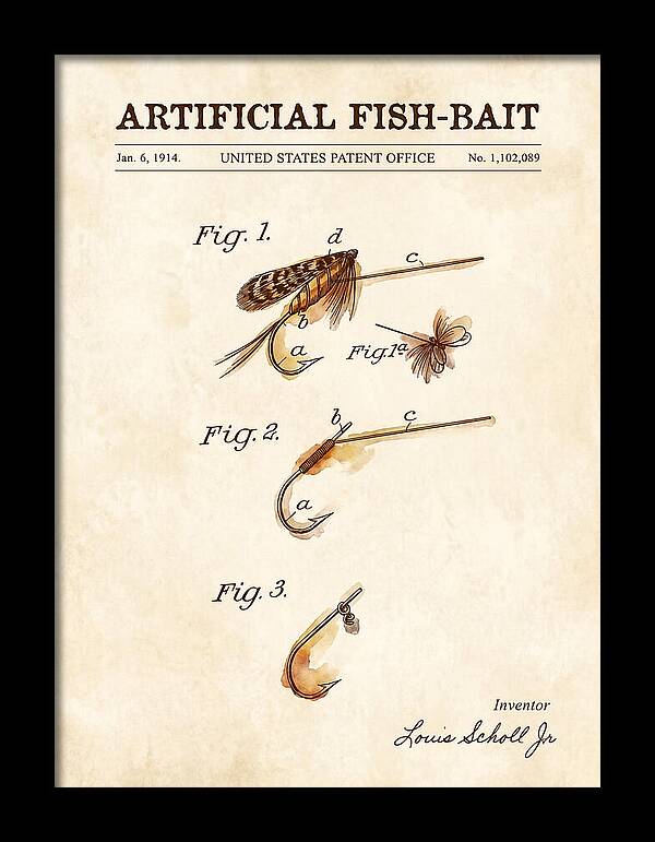 Artificial Fish Bait Watercolor Patent Us1102089a