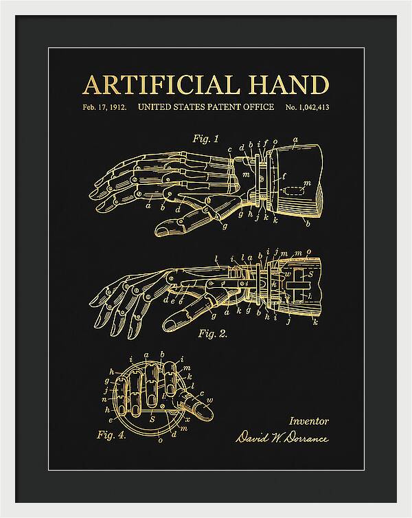 Artificial Hand Gold Patent Us1042413a
