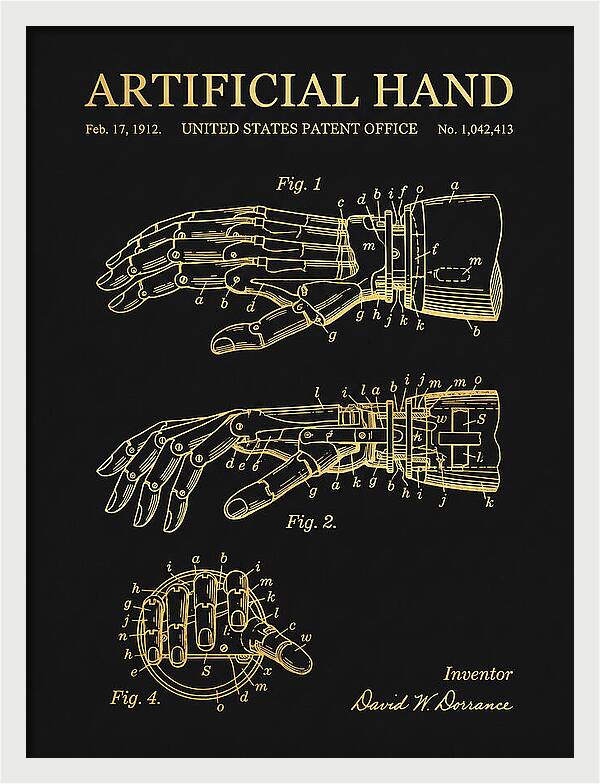 Artificial Hand Gold Patent Us1042413a