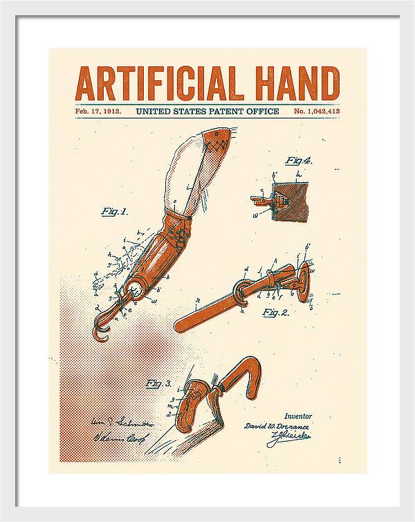 Artificial Hand Retro Patent Us1042413a