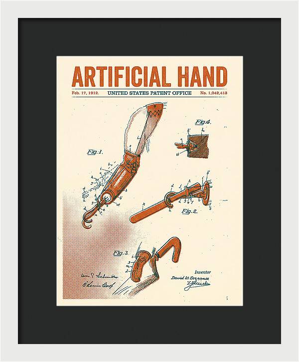 Artificial Hand Retro Patent Us1042413a