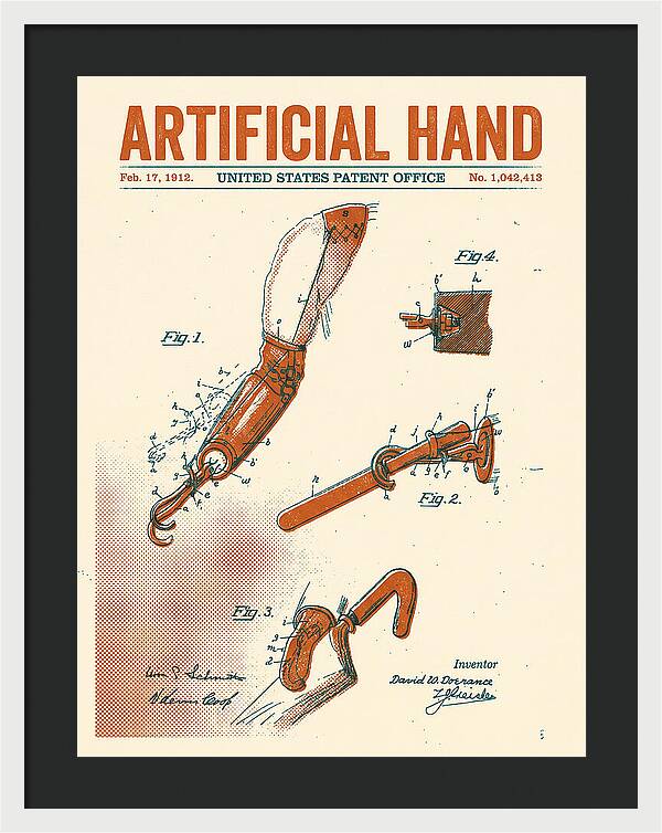 Artificial Hand Retro Patent Us1042413a