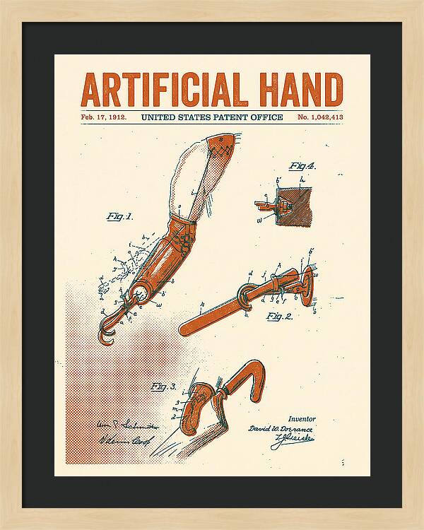 Artificial Hand Retro Patent Us1042413a