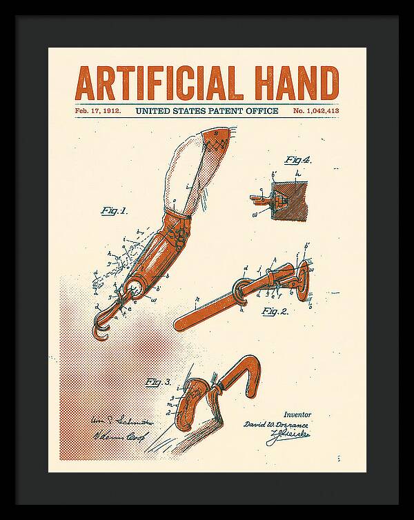 Artificial Hand Retro Patent Us1042413a