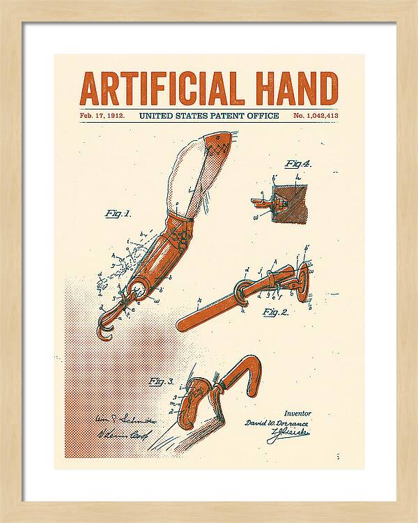 Artificial Hand Retro Patent Us1042413a