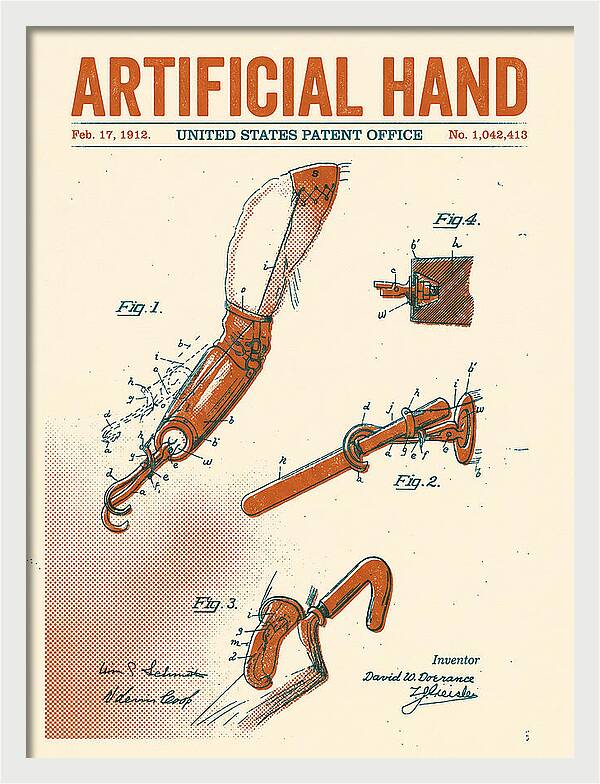 Artificial Hand Retro Patent Us1042413a