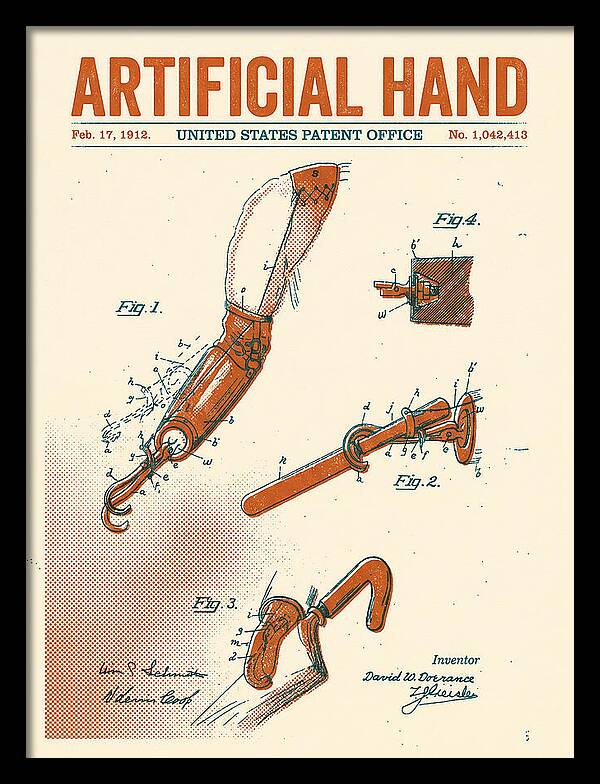 Artificial Hand Retro Patent Us1042413a