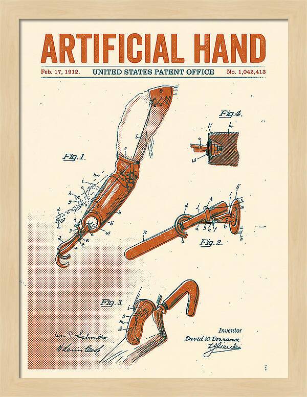 Artificial Hand Retro Patent Us1042413a