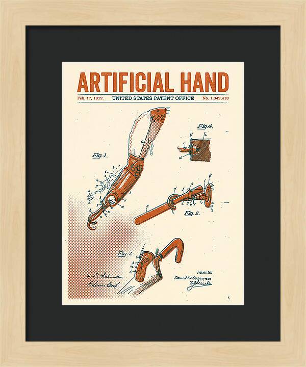 Artificial Hand Retro Patent Us1042413a