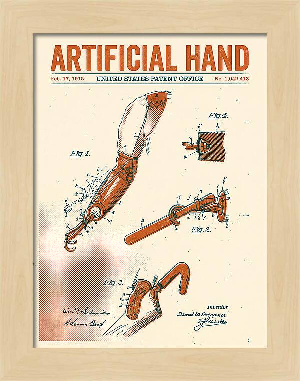 Artificial Hand Retro Patent Us1042413a