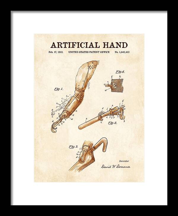 Artificial Hand Watercolor Patent Us1042413a