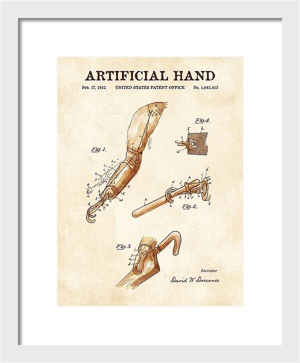 Artificial Hand Watercolor Patent Us1042413a