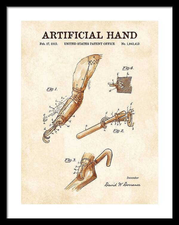Artificial Hand Watercolor Patent Us1042413a
