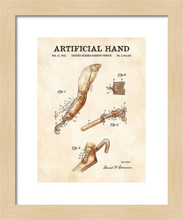 Artificial Hand Watercolor Patent Us1042413a