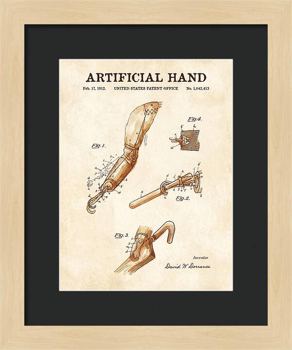 Artificial Hand Watercolor Patent Us1042413a