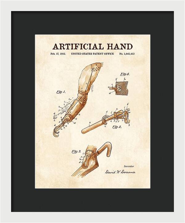 Artificial Hand Watercolor Patent Us1042413a