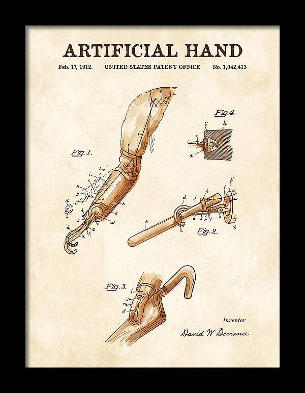Artificial Hand Watercolor Patent Us1042413a