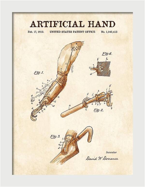 Artificial Hand Watercolor Patent Us1042413a