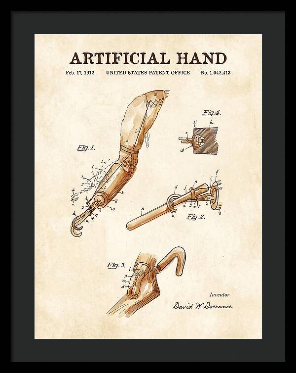 Artificial Hand Watercolor Patent Us1042413a