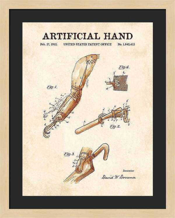 Artificial Hand Watercolor Patent Us1042413a
