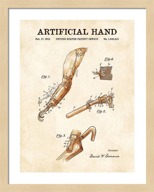 Artificial Hand Watercolor Patent Us1042413a