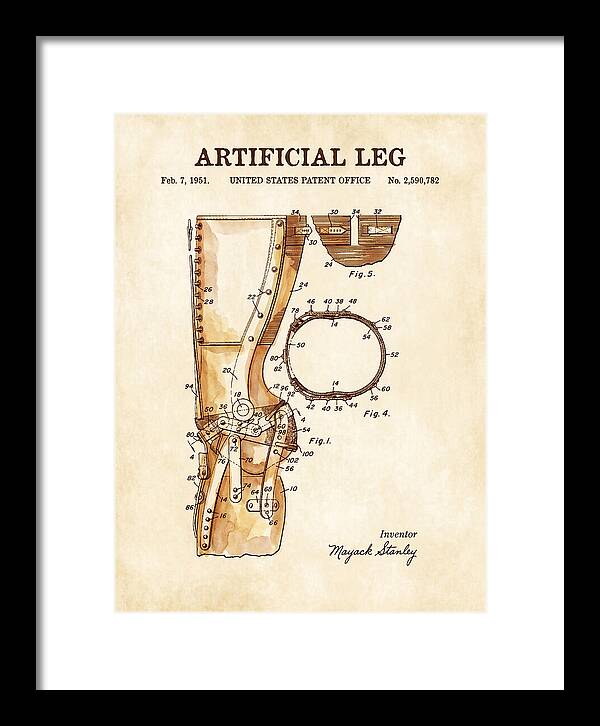 Artificial Leg Watercolor Patent Us2590782a