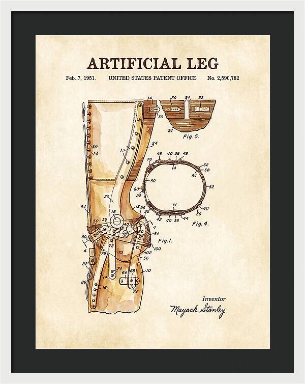 Artificial Leg Watercolor Patent Us2590782a