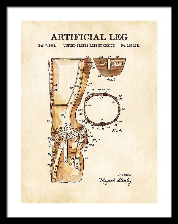 Artificial Leg Watercolor Patent Us2590782a
