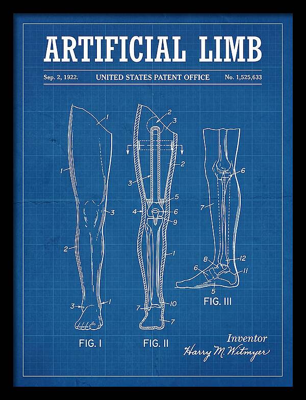 Artificial Limb Blueprint Patent Us1525633a